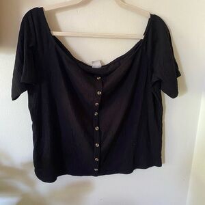 H&M Black Buttoned Off-The-Shoulder Blouse